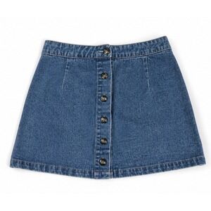 Forever 21 Denim Mini Skirt Button Front Blue Size Small 90s Y2K